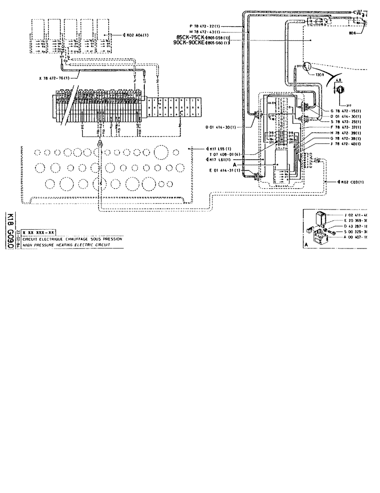 Схема запчастей Case 90BCL - (388) - HIGH PRESSURE HEATING ELECTRIC CIRCUIT (06) - ELECTRICAL SYSTEMS