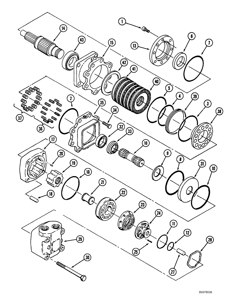 Схема запчастей Case 1840 - (08-18) - HYDRAULIC DRIVE MOTOR, (EUROPE) (08) - HYDRAULICS