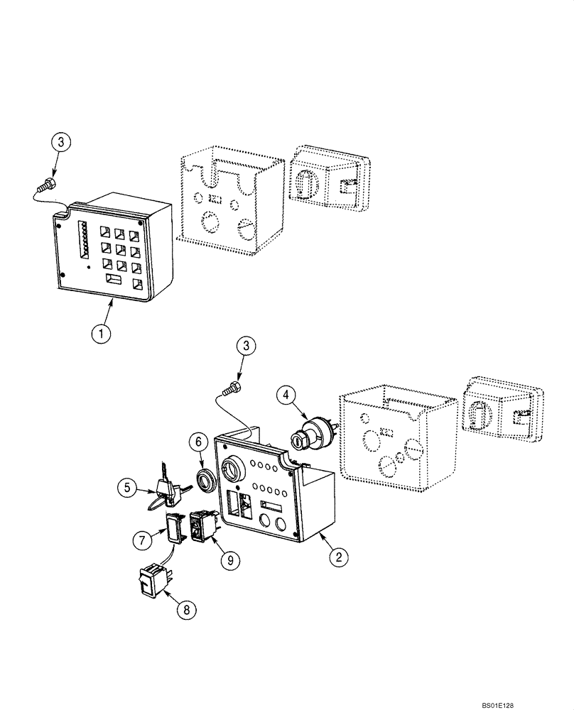 Схема запчастей Case 70XT - (04-26) - INSTRUMENT PANEL - STANDARD (04) - ELECTRICAL SYSTEMS