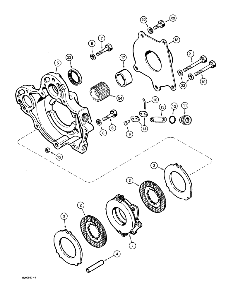 Схема запчастей Case 590 - (7-04) - TRANSAXLE ASSEMBLY, PARKING BRAKE (07) - BRAKES