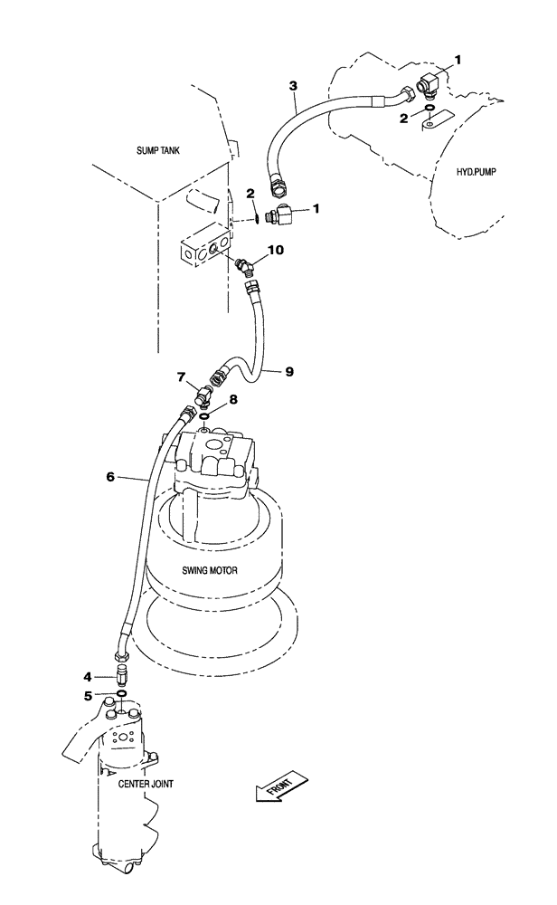 Схема запчастей Case CX300C - (08-008-00[01]) - HYDRAULICS - DRAIN LINE (08) - HYDRAULICS