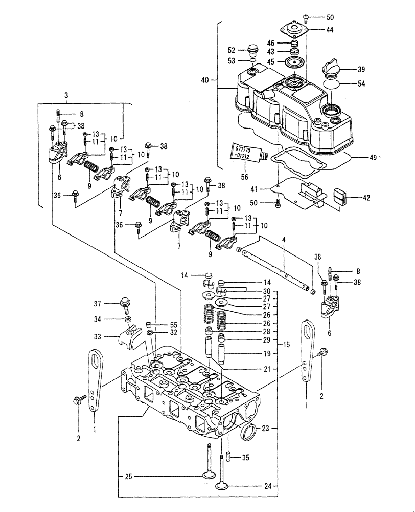Схема запчастей Case CX20B - (ENGINE-04[1]) - CYLINDER HEAD & BONNET (10) - ENGINE
