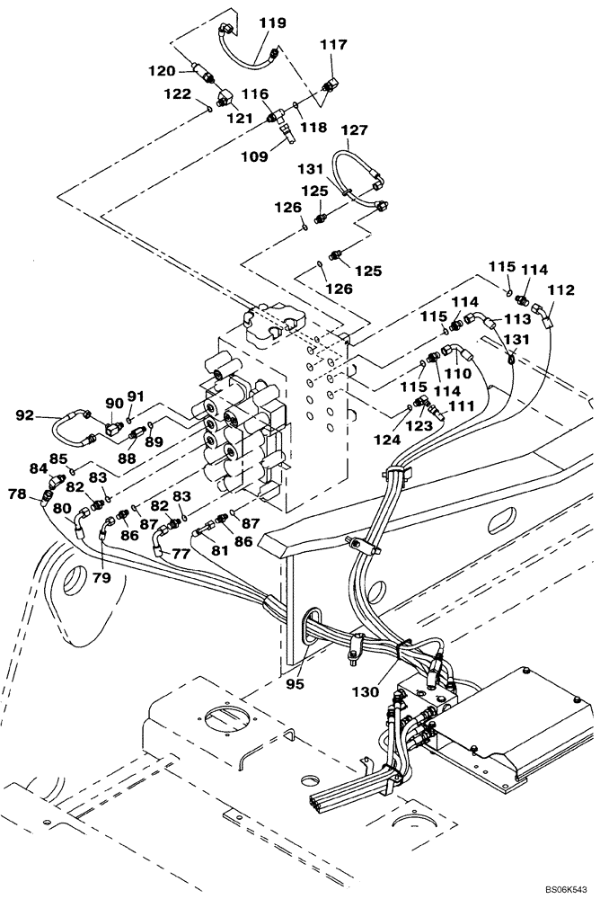 Схема запчастей Case CX240B - (08-018) - PILOT CONTROL LINES, CONTROL VALVE - STANDARD (08) - HYDRAULICS