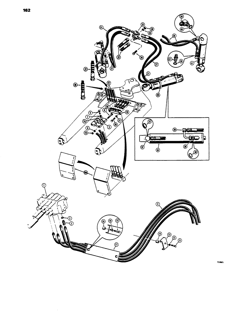 Схема запчастей Case 450 - (162) - ANGLE-TILT DOZER HYDRAULIC CIRCUIT, (ANGLE AND TILT CIRCUIT) (07) - HYDRAULIC SYSTEM