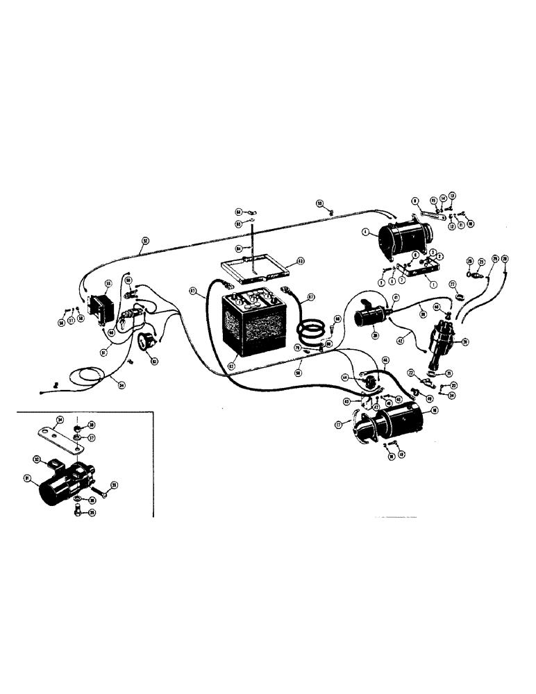 Схема запчастей Case 320 - (028) - STARTER, GENERATOR, BATTERY, AND WIRING (6 VOLT), (UP TO SN 3003851) (06) - ELECTRICAL SYSTEMS