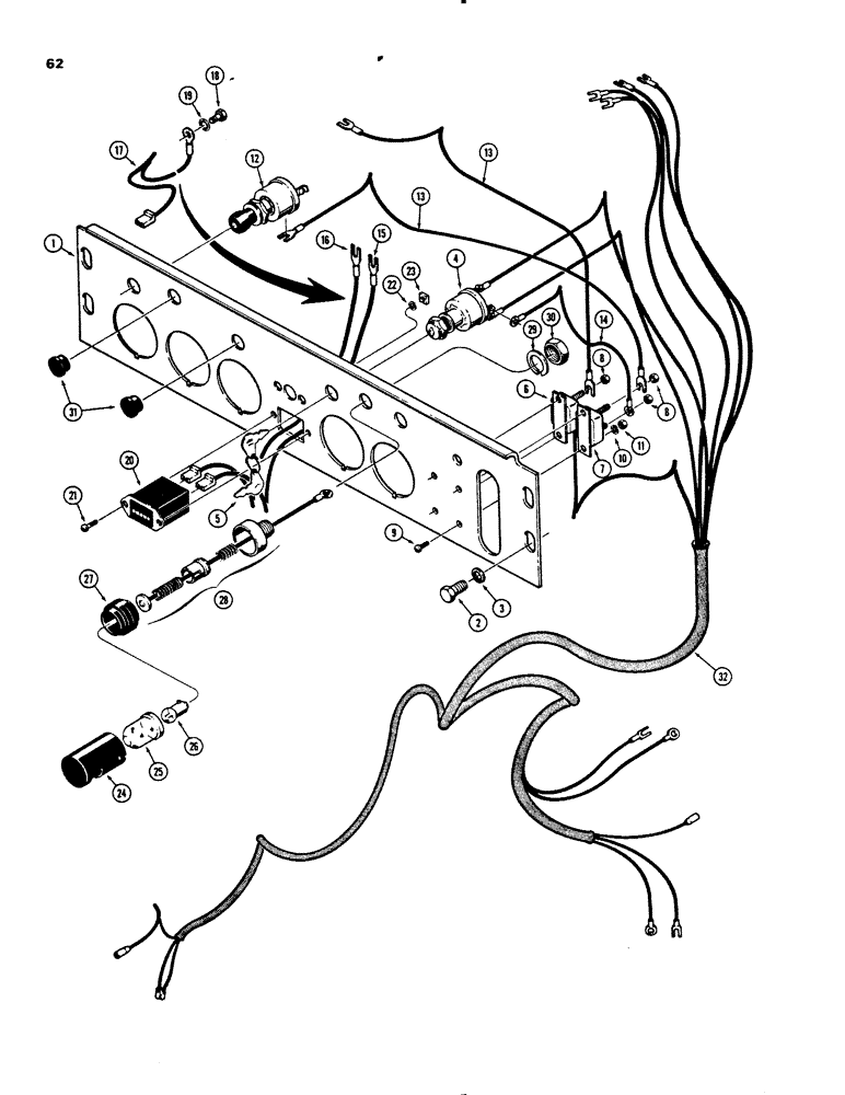 Схема запчастей Case 450B - (062) - INSTRUMENT PANEL, WIRING, AND LAMP (06) - ELECTRICAL SYSTEMS