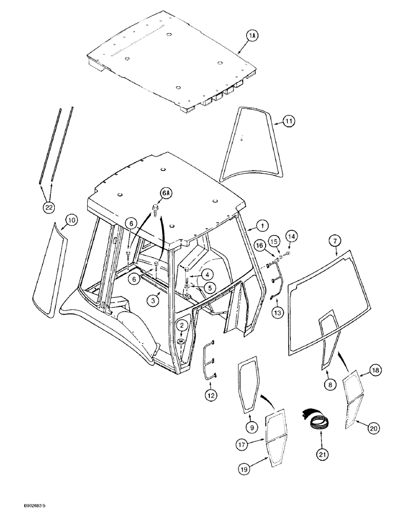 Схема запчастей Case 590 - (9-104) - ROPS CAB AND MOUNTING PARTS (09) - CHASSIS/ATTACHMENTS