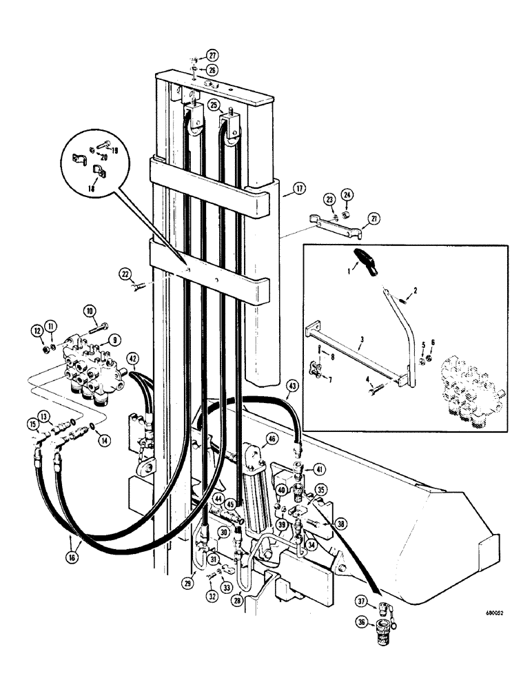 Схема запчастей Case 530 - (52) - LOADER BUCKET HYDRAULICS, STANDARD 10 FOOT 6 INCH AND 14 FOOT 3 INCH MASTS (35) - HYDRAULIC SYSTEMS