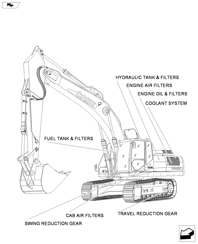 Схема запчастей Case CX350B - (00-05) - FILTERS AND CAPACITIES (00) - PICTORIAL INDEX