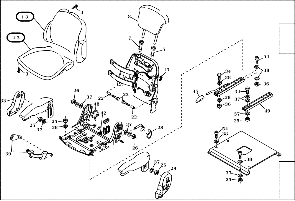 Схема запчастей Case 321D - (34.506[001]) - OPERATORS SEAT TOP (S/N 591052-UP) No Description