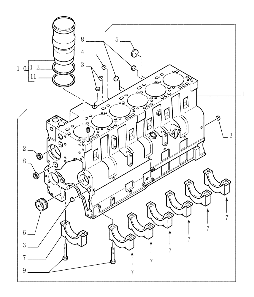 Схема запчастей Case 1850K LGP - (0.040[01]) - CRANKCASE (01) - ENGINE