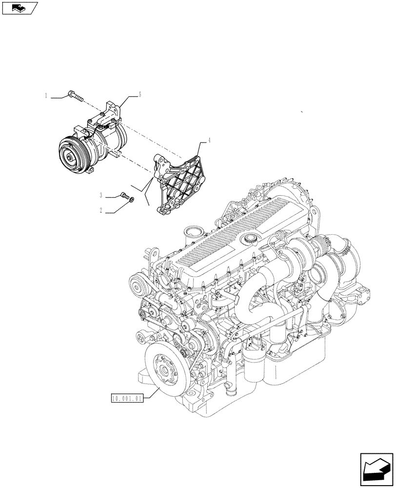 Схема запчастей Case F3DFA613A E001 - (50.200.01) - COMPRESSOR, AIRCOND. (5801416964) (50) - CAB CLIMATE CONTROL