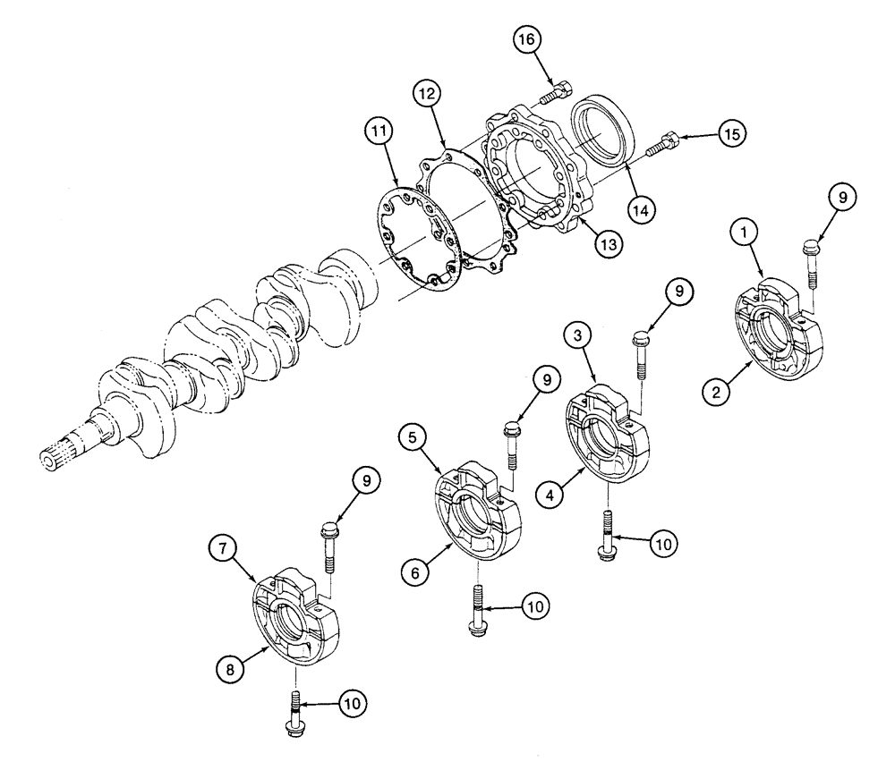 Схема запчастей Case 460 - (2-34) - MAIN BEARING HOUSING, KUBOTA V1505-B ENGINE (02) - ENGINE