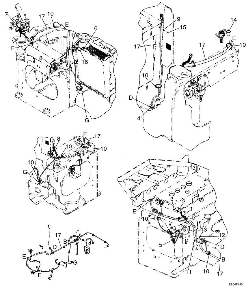 Схема запчастей Case 521D - (04-17A) - HARNESS - REAR CHASSIS - IF USED (04) - ELECTRICAL SYSTEMS