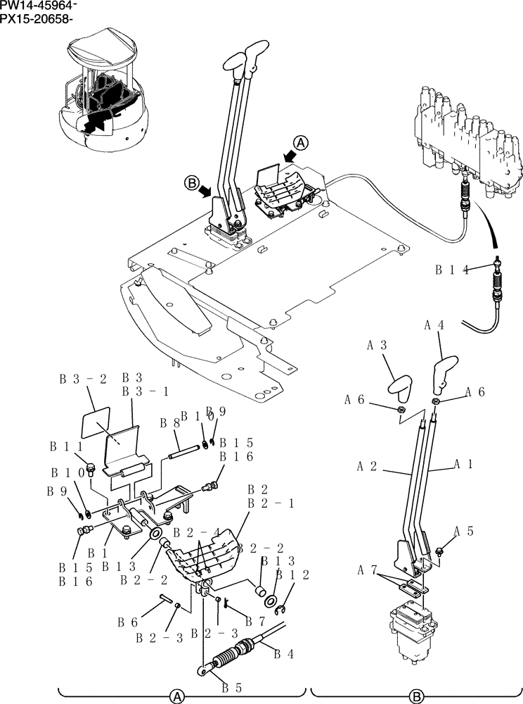 Схема запчастей Case CX36B - (138-01[1]) - LEVER ASSEMBLY, CONTROL (05) - SUPERSTRUCTURE
