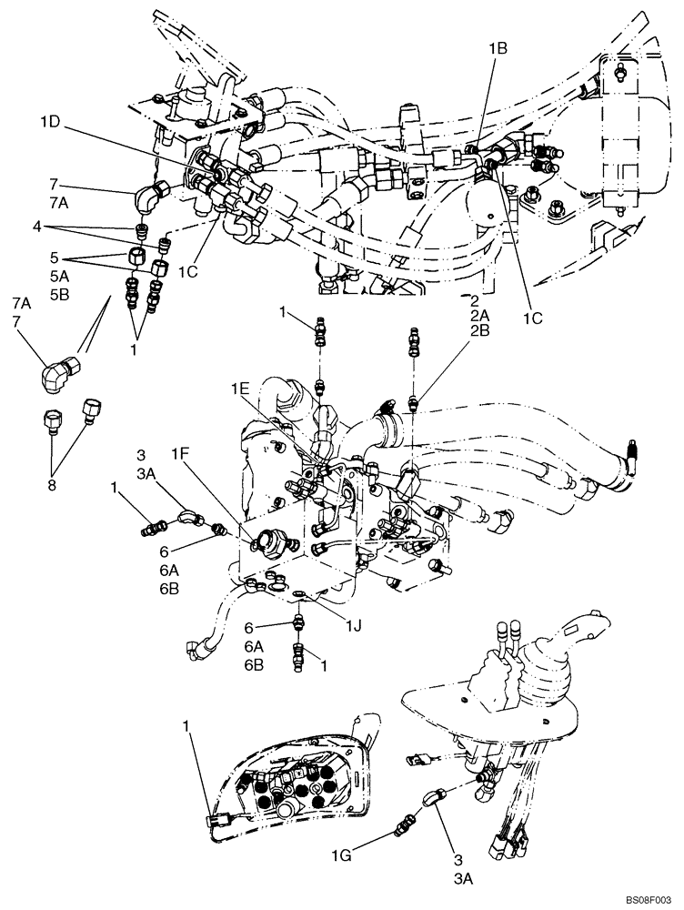 Схема запчастей Case 721E - (08-25) - HYDRAULICS - COUPLER SYSTEM - DIAGNOSTIC LINES (08) - HYDRAULICS