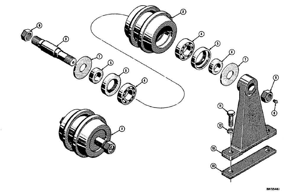 Схема запчастей Case 310E - (056) - TRACK CARRIER ROLLER (04) - UNDERCARRIAGE