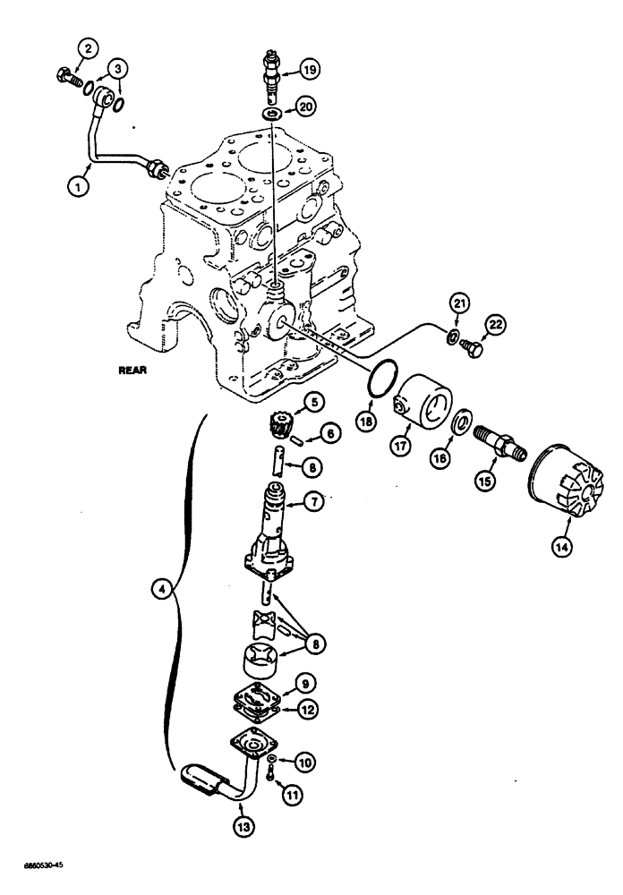 Схема запчастей Case CASE - (2-18) - OIL FILTER AND PUMP (02) - ENGINE