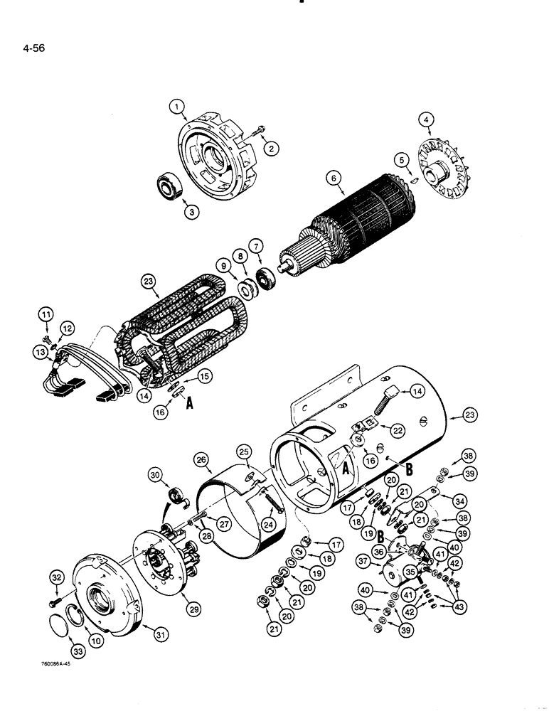 Схема запчастей Case 821 - (4-056) - AUXILIARY STEERING MOTOR ASSEMBLY (04) - ELECTRICAL SYSTEMS