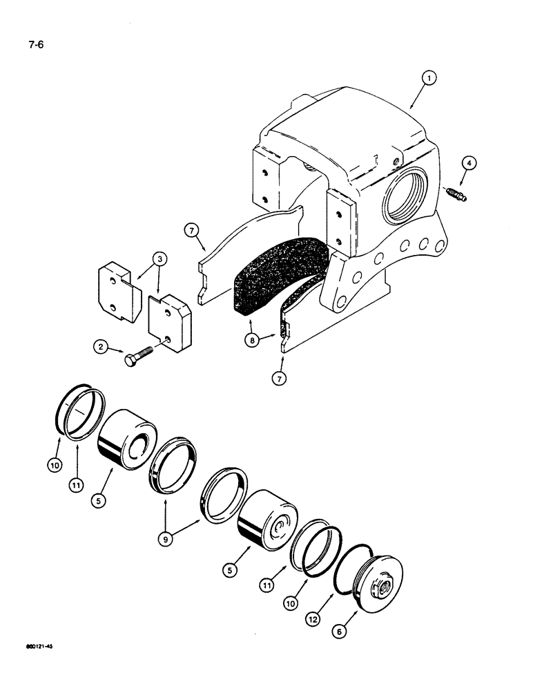 Схема запчастей Case W14B - (7-06) - BRAKE CALIPER - TWO PISTON (07) - BRAKES