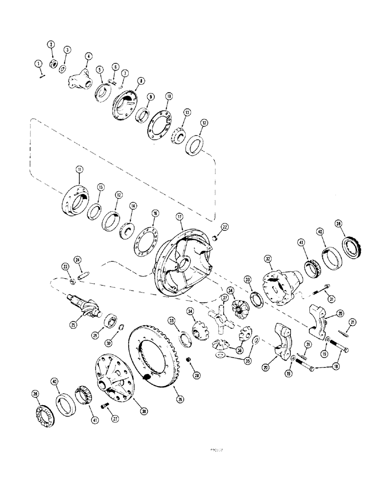 Схема запчастей Case W8C - (188) - L15395 REAR STEERING AXLE, DIFFERENTIAL (06) - POWER TRAIN