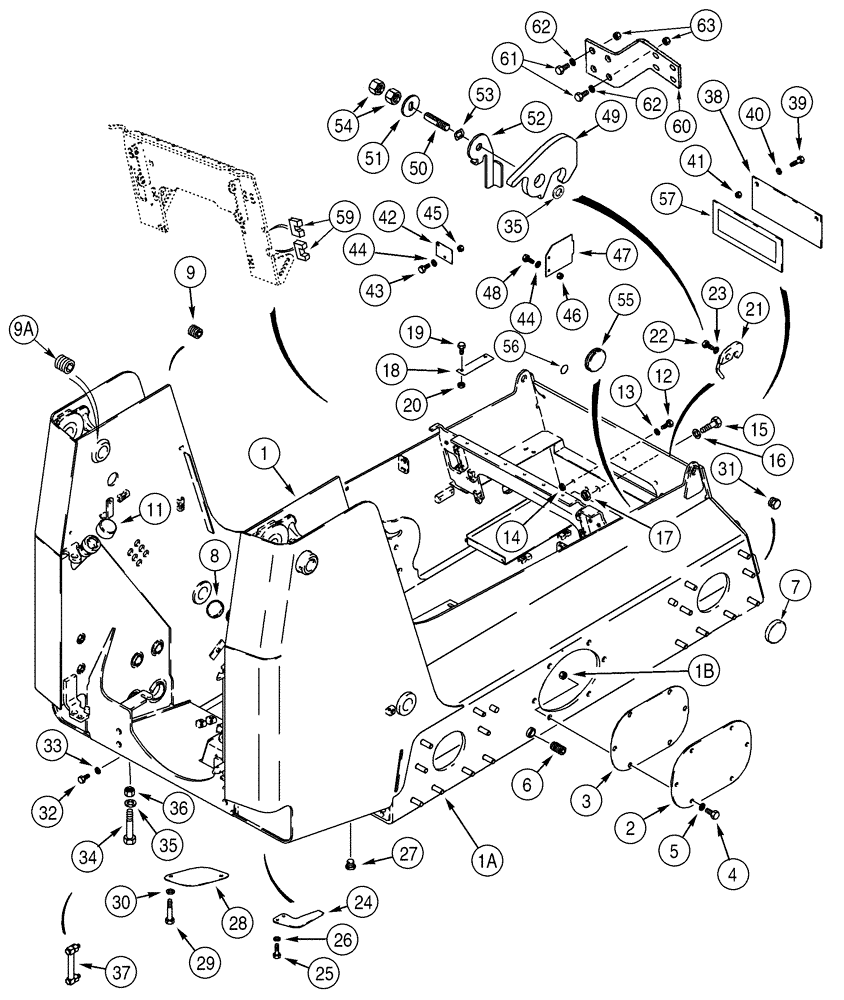 Схема запчастей Case 95XT - (09-09) - CHASSIS (09) - CHASSIS/ATTACHMENTS