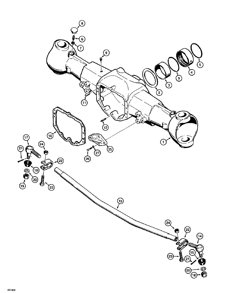 Схема запчастей Case 586E - (6-36) - REAR DRIVE AXLE, HOUSING AND TIE ROD, FOUR WHEEL DRIVE MODELS (06) - POWER TRAIN