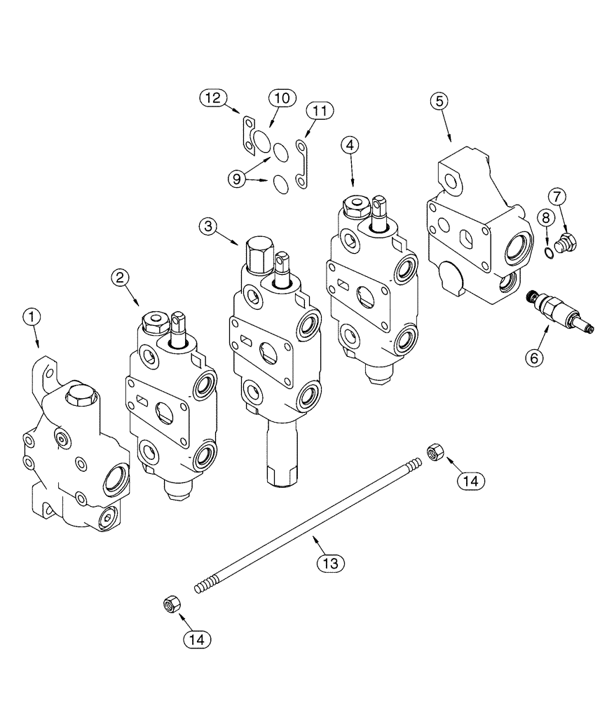 Схема запчастей Case 1150H - (08-20) - VALVE, CONTROL - 3 SECTIONS (08) - HYDRAULICS