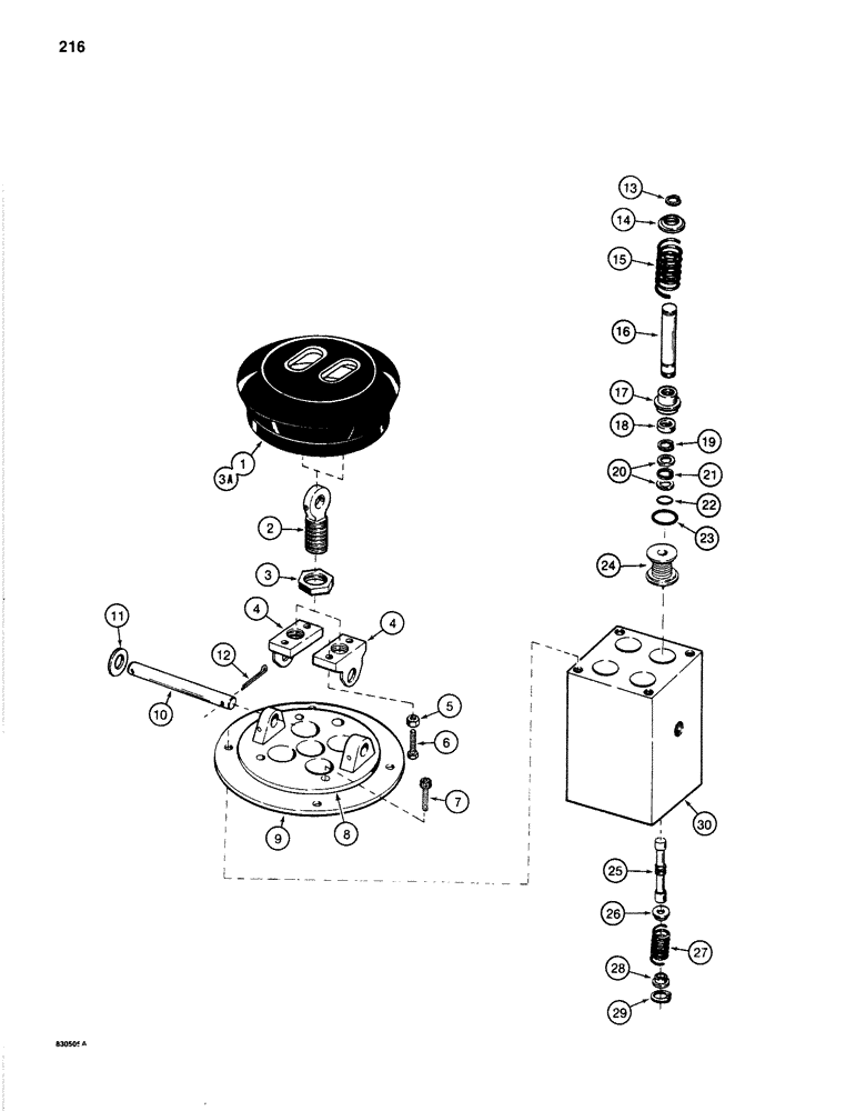 Схема запчастей Case 1280B - (216) - HAND AND FOOT CONTROL VALVES (08) - HYDRAULICS