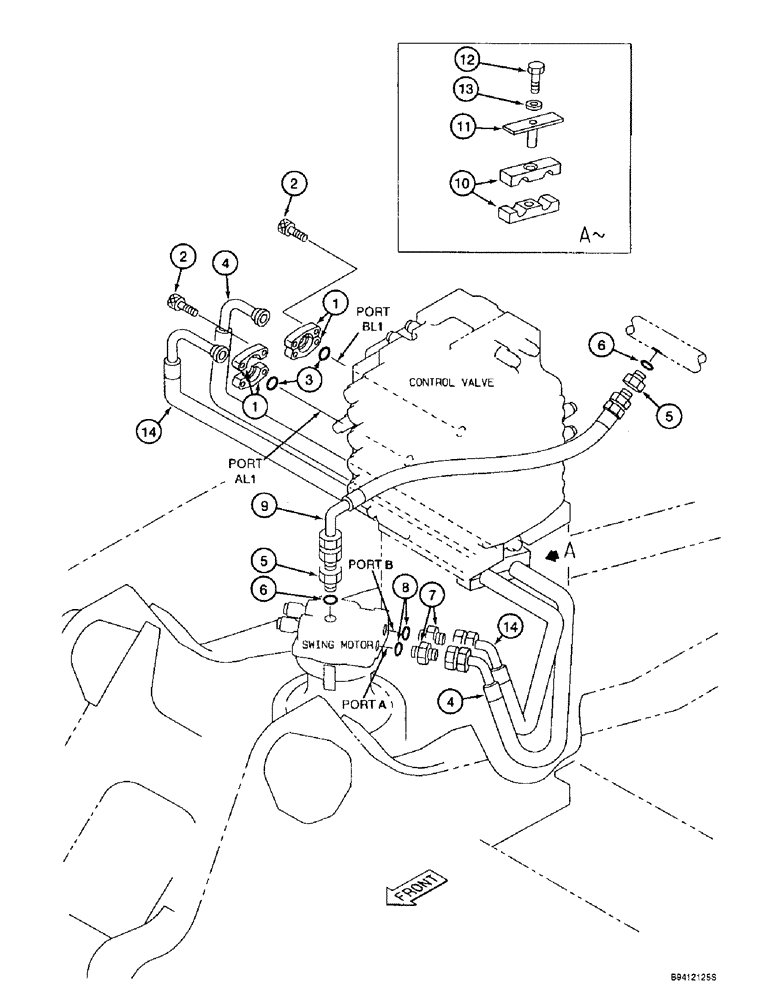 Схема запчастей Case 9010B - (8-058) - SWING MOTOR CIRCUIT (08) - HYDRAULICS