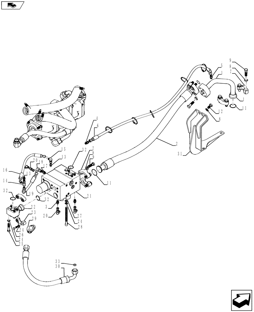 Схема запчастей Case 1121F - (35.182.02) - PRIORITY HYDRAULIC ROUTING PUMP TO VALVE (35) - HYDRAULIC SYSTEMS