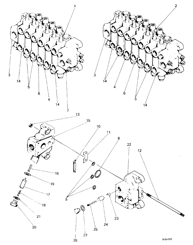 Схема запчастей Case 580F - (214) - SIDE SHIFT BACKHOE CONTROL VALVE (35) - HYDRAULIC SYSTEMS