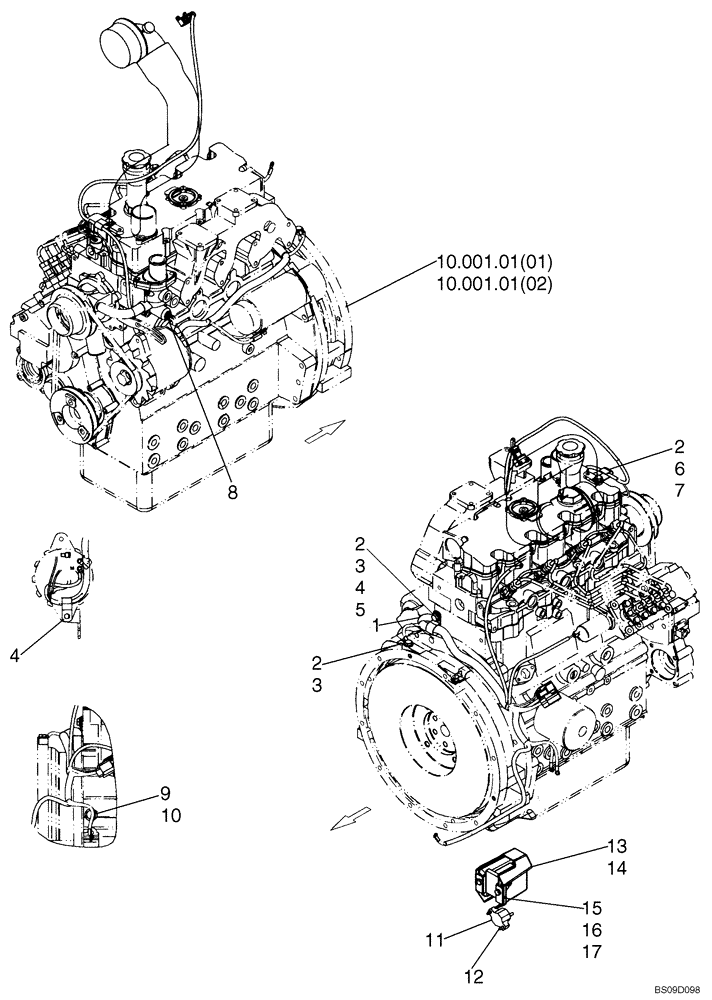 Схема запчастей Case SR150 - (55.100.01[01]) - ELECTRIC - ENGINE (55) - ELECTRICAL SYSTEMS