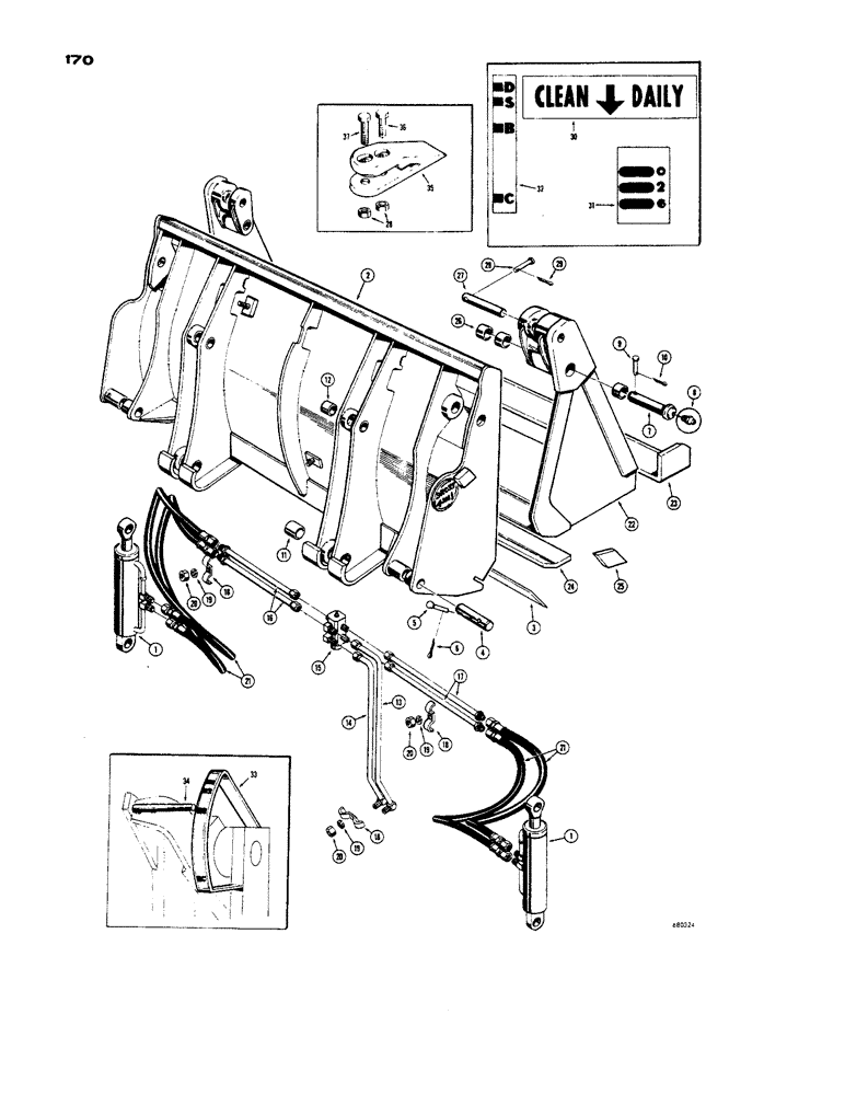 Схема запчастей Case 450 - (170) - DROTT 4-IN-1 BUCKET (19) - BUCKETS