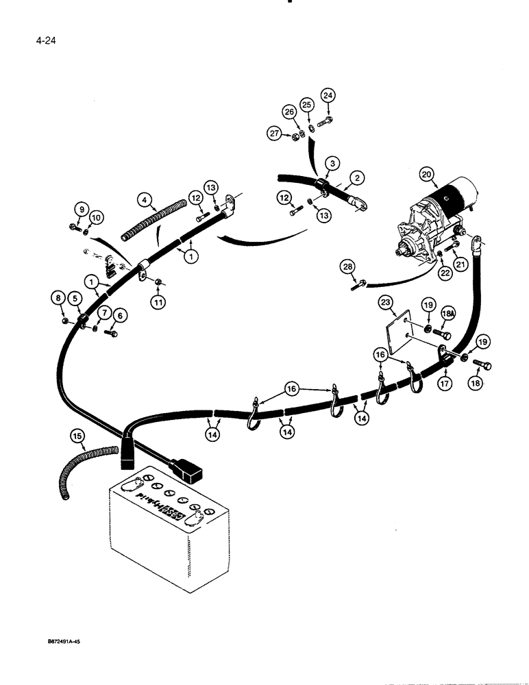 Схема запчастей Case 450C - (4-24) - BATTERY CABLES AND CONNECTIONS (04) - ELECTRICAL SYSTEMS