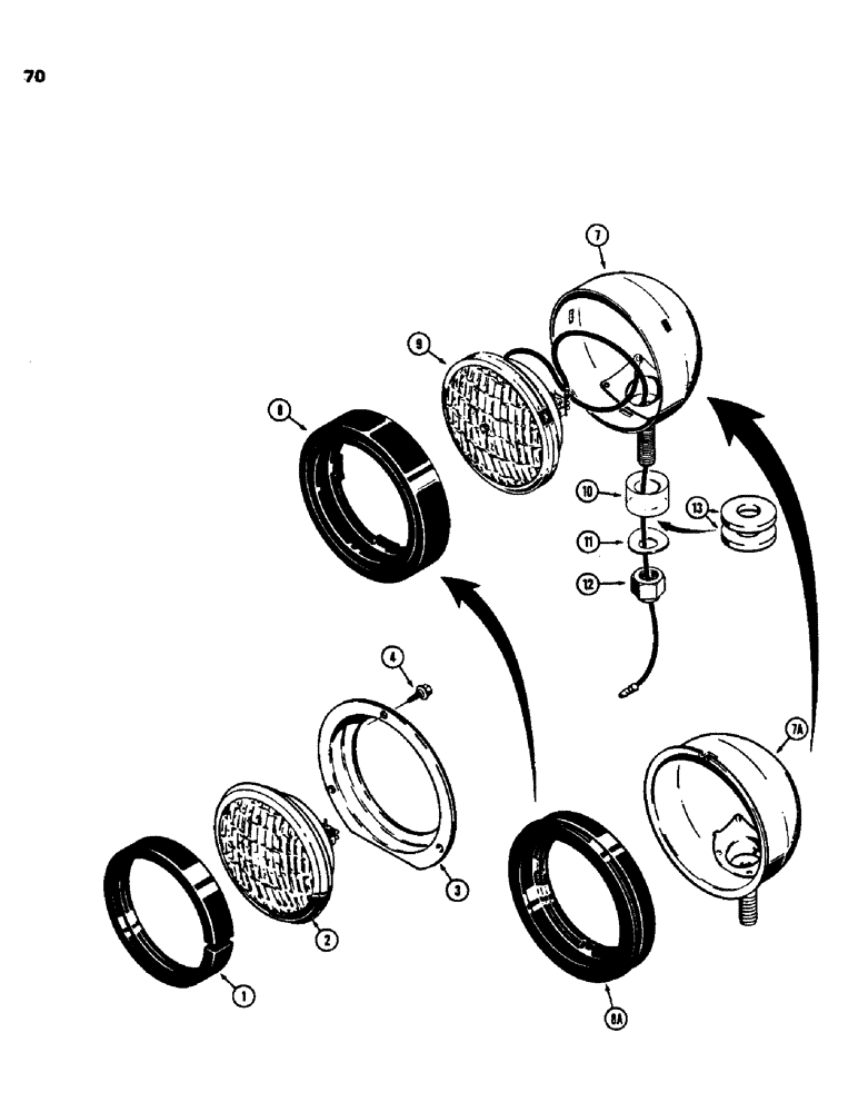 Схема запчастей Case 450B - (070) - LAMPS, HEAD LAMP ASSEMBLY (06) - ELECTRICAL SYSTEMS