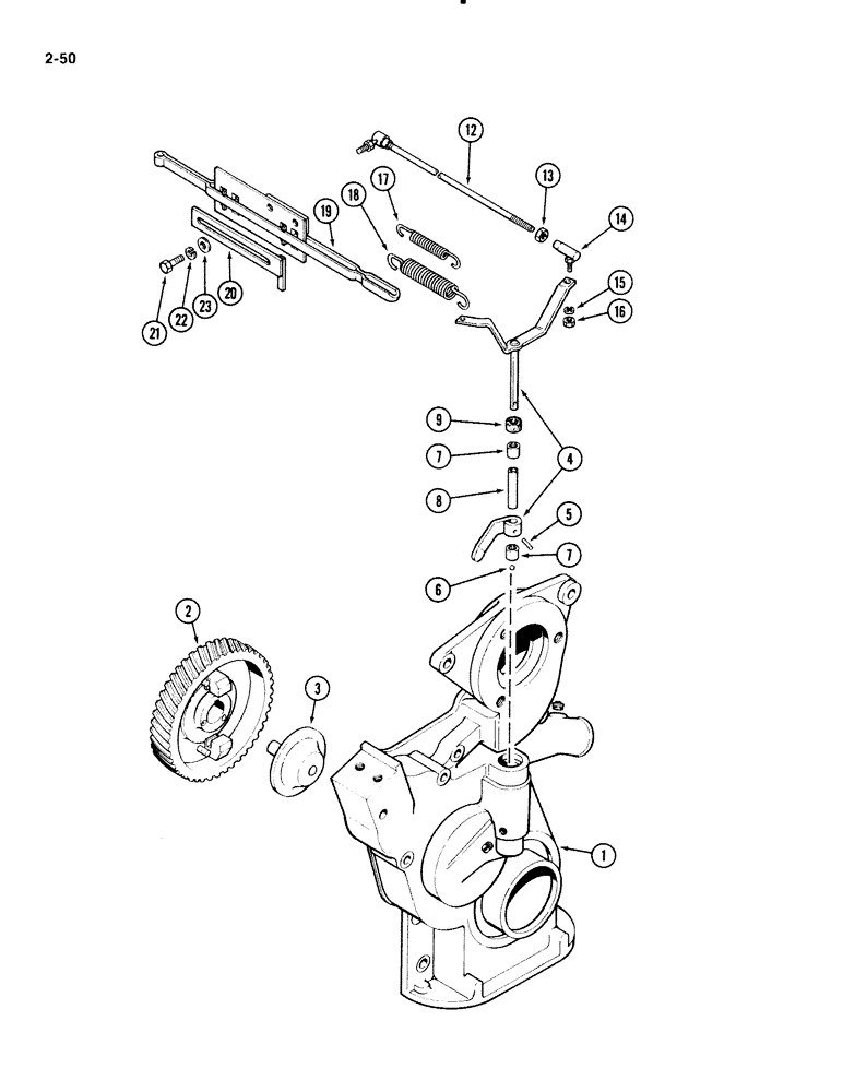 Схема запчастей Case 1835B - (2-50) - GOVERNOR AND LINKAGE, 148B SPARK IGNITION ENGINE (02) - ENGINE