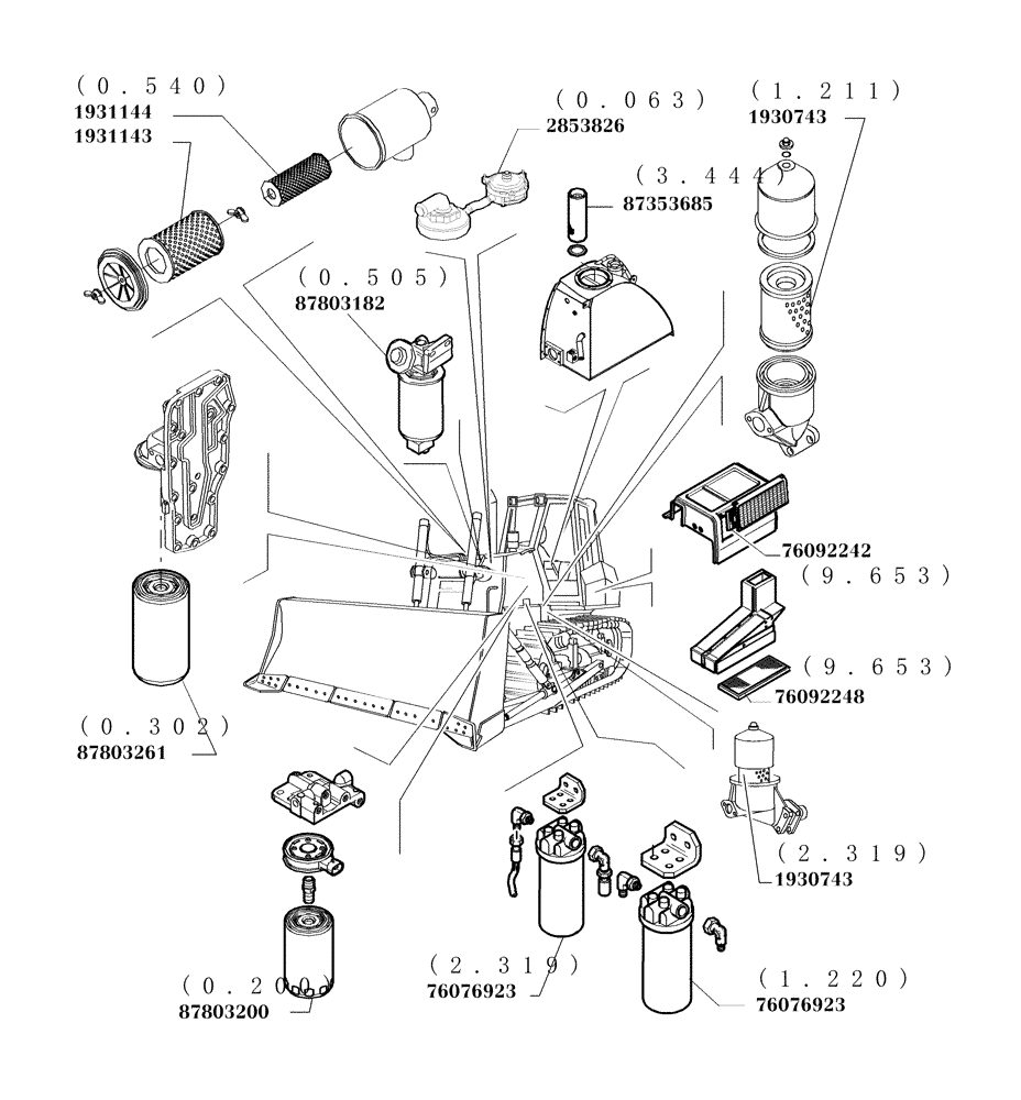 Схема запчастей Case 1850K - (0.001- FILTERS[01]) - MAINTENANCE PARTS (01) - ENGINE