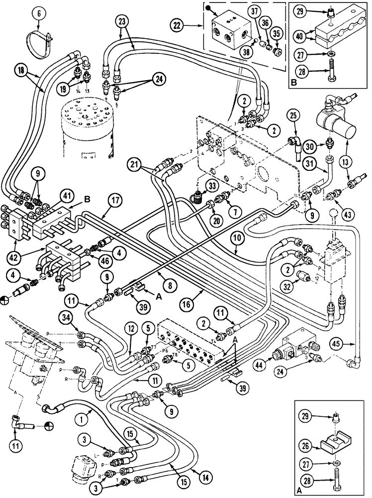 Схема запчастей Case 788 - (08D-10) - HYDRAULIC CIRCUIT OPERATORS COMPARTMENT 788PSU (07) - HYDRAULIC SYSTEM