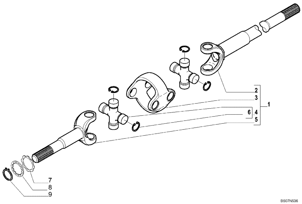 Схема запчастей Case 590SM - (06-05) - AXLE, FRONT DRIVE - SHAFTS, AXLE (06) - POWER TRAIN