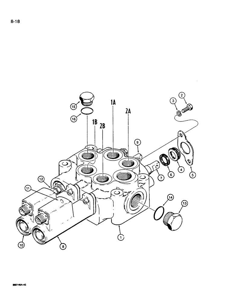 Схема запчастей Case W14B - (8-18) - LOADER CONTROL VALVE - TWO SPOOL (08) - HYDRAULICS