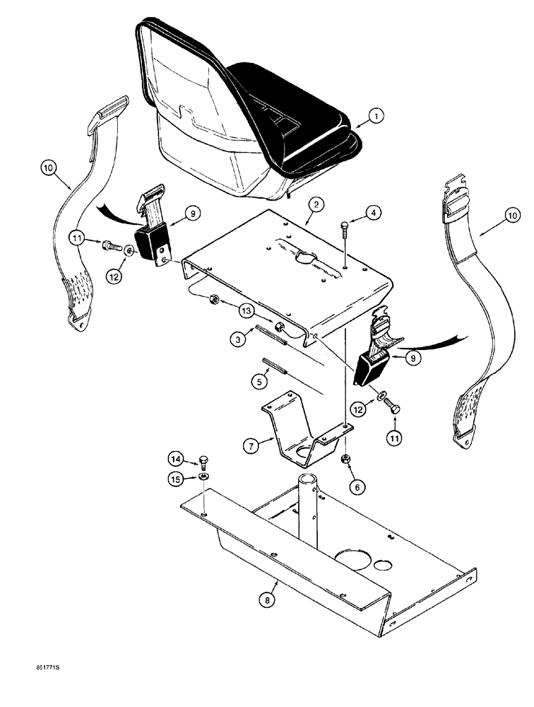 Схема запчастей Case 760 - (09-012) - OPERATORS SEAT AND MOUNTING (90) - PLATFORM, CAB, BODYWORK AND DECALS