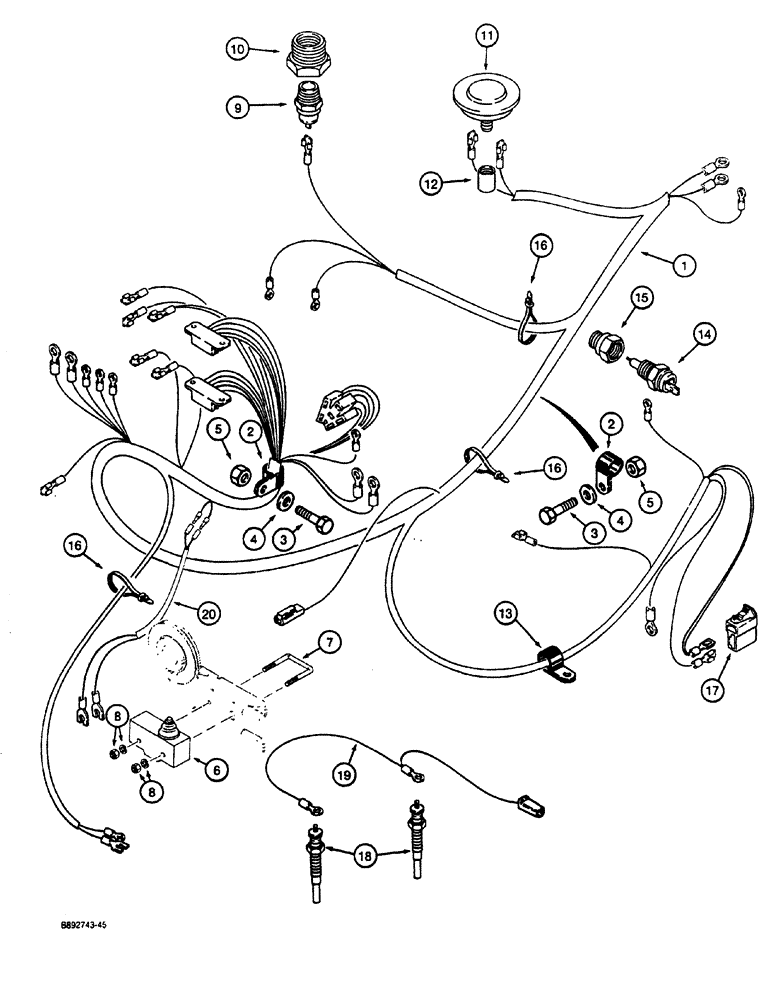 Схема запчастей Case CASE - (4-12) - MAIN WIRING HARNESS AND CONNECTIONS, USED ON MODELS WITH P.I.N. JAF0023485 AND AFTER (04) - ELECTRICAL SYSTEMS