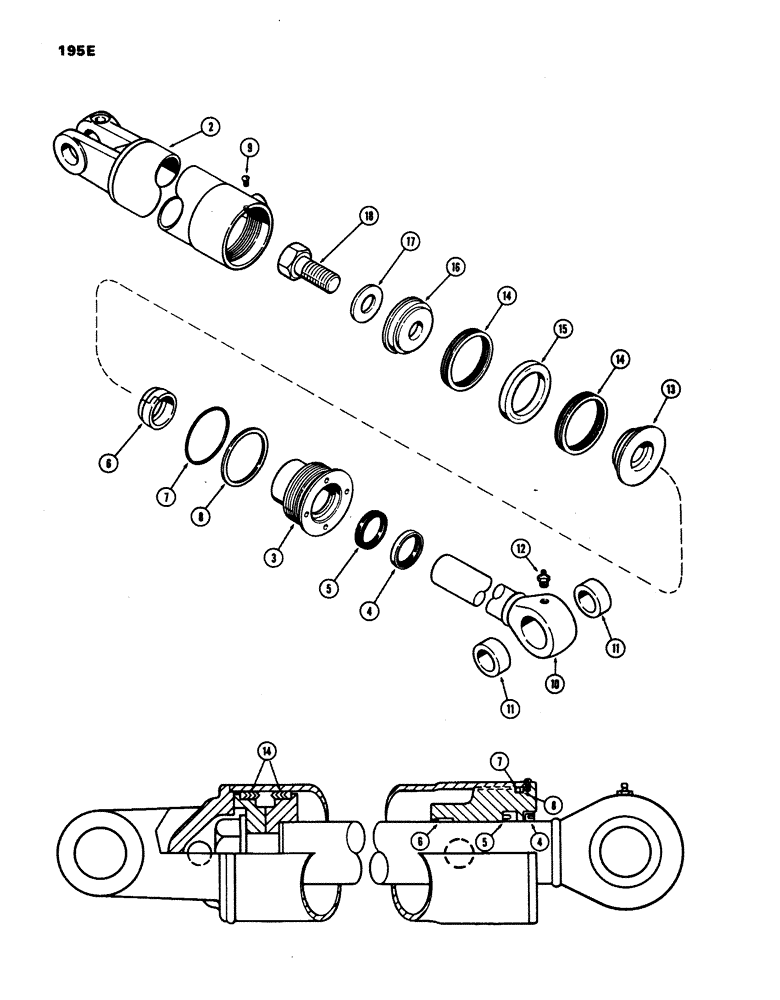 Схема запчастей Case W24 - (195E) - G32388 CLAM CYLINDER, 4" DIA. CYLINDER WITH 10-1/2" STROKE (08) - HYDRAULICS