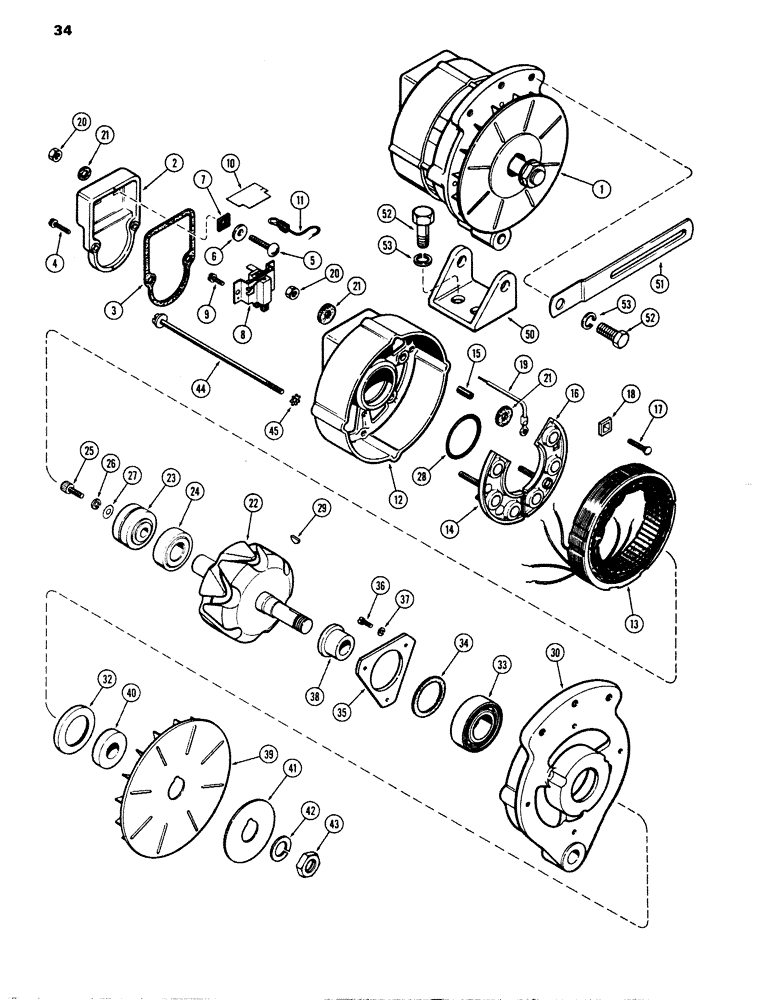 Схема запчастей Case W14 - (034) - A41360 ALTERNATOR, (336BD)DIESEL ENGINE (04) - ELECTRICAL SYSTEMS