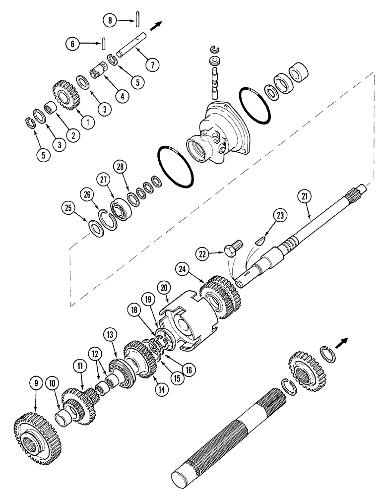 Схема запчастей Case 380B - (6-14) - SPEED TRANSMISSION - FORWARD AND REVERSE ATTACHMENT (06) - POWER TRAIN