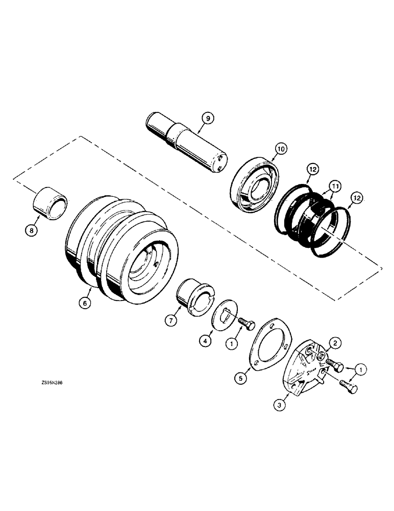 Схема запчастей Case 1155E - (5-18) - CARRIER ROLLER (11) - TRACKS/STEERING