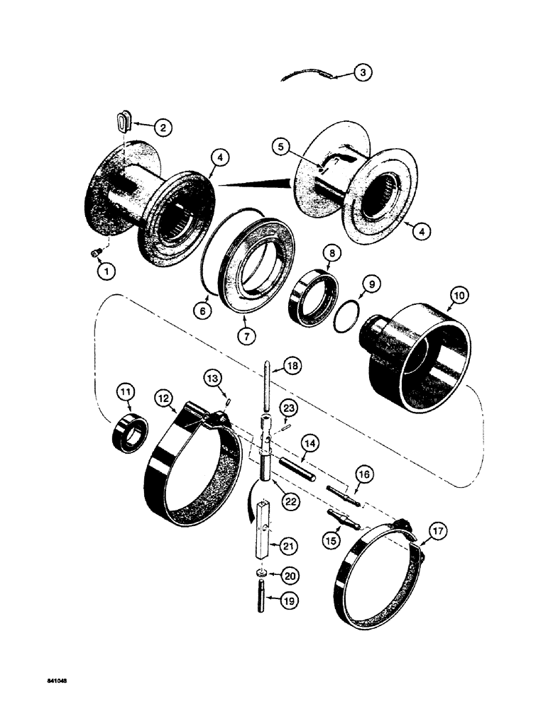 Схема запчастей Case 19 - (38) - CABLE DRUM AND BRAKE BANDS 