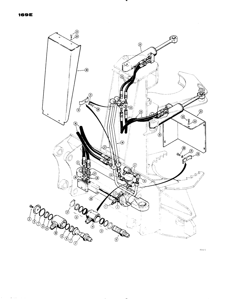 Схема запчастей Case 1150 - (169E) - FELLER BUNCHER, HYDRAULIC LINES AND CYLINDERS (07) - HYDRAULIC SYSTEM