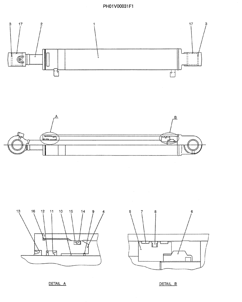Схема запчастей Case CX50B - (07-038) - CYLINDER ASSY, SWING (PH01V00031F1) ELECTRICAL AND HYDRAULIC COMPONENTS